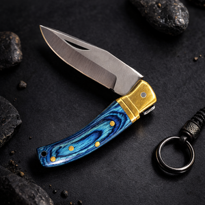 Navaja de bolsillo mini hecha a mano, plegable, para llavero, pequeña, EDC, de acero inoxidable con mango de madera, 4 en 1, venta al por mayor, fabricante - Product Image 2