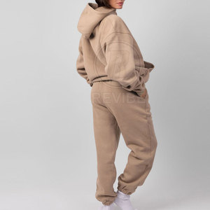 Chándal Informal de Dos Piezas con Capucha para Mujer, Diseño Personalizado con Logotipo, 100% Algodón, Último Diseño - Product Image 4