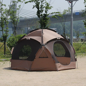Carpa de glamping para 4-5 personas, diseño octagonal, carpa familiar, origen Vietnam, fibra de vidrio, impermeable, poliéster y algodón, equipo de camping. - Product Image 4
