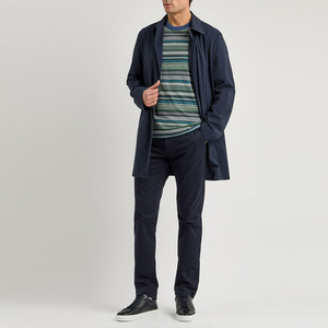 T-shirt rayé 100 % coton personnalisé pour hommes, haute qualité, coupe ample, col montant, court, vierge, imprimable, 220 g/m², pour fabricants de vêtements - Product Image 2