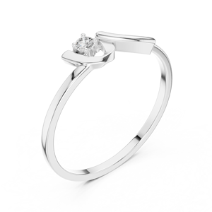 Bague de fiançailles solitaire en argent 14K avec pierre centrale CZ Bagues de diamant élégantes - Product Image 4