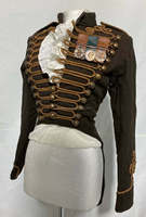 Veste hussarde pour femmes en gros, tunique en laine marron, entièrement brodée à la main, sans médailles