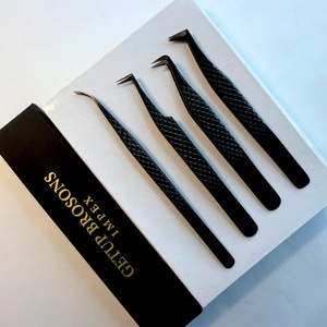 Pince à épiler pour cils Getup Brosons Impex en acier inoxydable noir, outils de précision pour extensions de cils, emballage en boîte - Product Image 6