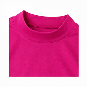 เสื้อยืดคอเต่าแขนสั้นทรงพอดีตัวสำหรับผู้หญิง สีชมพูฟูเชีย ผ้าคอตตอนผสมโมดอล ระบายอากาศได้ดี ปรับแต่งได้ - Product Image 6