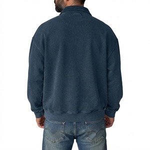 Sudadera de hombre con cuello simulado y media cremallera, lavado a la piedra, oversize, mezcla de algodón, estilo casual urbano, manga larga, otoño invierno - Product Image 5