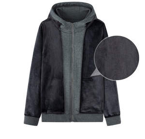 Ensemble de survêtement décontracté OEM pour homme, en molleton épais uni, avec sweat à capuche zippé et pantalon de jogging - Product Image 4