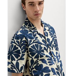 Men’s Pure Cotton Floral Print Short Sleeve Casual Shirt Lightweight Breathable Summer Beach Vacation Button <b>Down</b> Top - Product Image 2