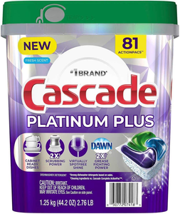 Detergente en Polvo para Lavavajillas Cascade Platinum 92 Fresh Scent ActionPacs Peso Neto 51.2 Onzas - Product Image 1