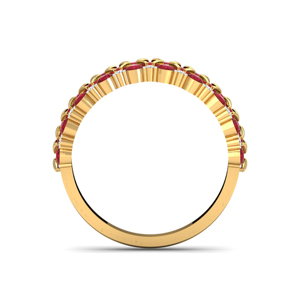 Anillo de Eternidad de Oro Amarillo con Rubíes y Diamantes de Corte Brillante Redondo para Mujer, Joyería Fina de Lujo Geométrica - Product Image 2
