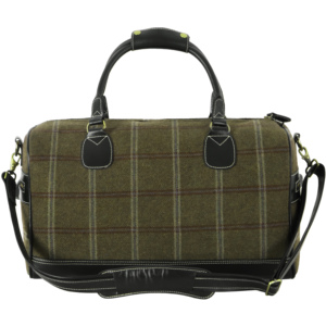 Luxury Wool Tweed & Genuine Leather Weekender Travel Duffel <b>Bag</b> Vintage Plaid <b>Overnight</b> Carry On Sports Gym <b>Bag</b> for Men & Women - Product Image 1