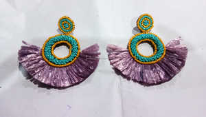 Ethnic Beadwork Drop <b>Earrings</b> with Unique Colorful <b>Pearl</b> <b>Diamond</b> Design Classic Religious Artisan Hook Shape Fashion Accessory - Product Image 6