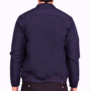 Chaqueta bomber negra informal para hombre con cuello alto, transpirable, a la moda, con cremallera completa para el invierno. - Product Image 2