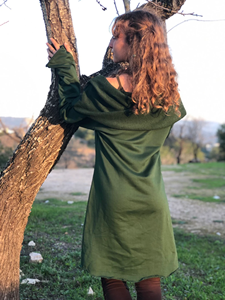 Vestido con Capucha de Algodón Estilo Bohemio Élfico para Mujer, Vestido con Capucha de Hada para Festival, Atuendo Inspirado en el Bosque - Product Image 2