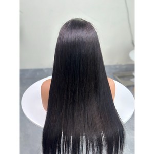 Peluca de Cabello Humano Virgen Vietnamita Liso Natural Negro con Encaje Frontal 13x4 Doble Trama, Encaje Francés Transparente, Venta al por Mayor - Product Image 4