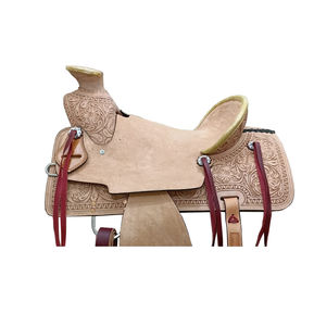 Selle de cheval Western Wade en cuir brun rugueux DD, siège rigide sculpté floral, quincaillerie en plastique et acier inoxydable, tailles 10-18 - Product Image 2