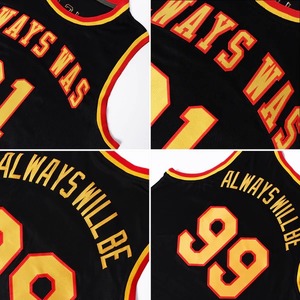 Camiseta de Baloncesto Personalizada con Diseño de Chimpancés, Negra, Dorada y Roja, de Malla Transpirable, Poliéster/Algodón, Uniforme de Entrenamiento Unisex para Adultos - Product Image 6
