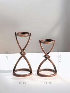 Support à bougies en cuivre antique, porte-bougie en métal doré de luxe pour la décoration de la maison, centre de table pour le salon - Product Image 5