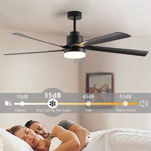 65-Inch Black LED <b>Ceiling</b> <b>Fan</b> <b>Light</b> 5-Blade Dimmable Remote Control <b>Modern</b> Quiet Design 6-Speed Reversible DC Motor for Living - Product Image 4