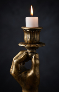 Support de pilier sculptural en or en forme de main, finition antique élégante, texture moulée, pièce décorative pour éclairage d'ambiance - Product Image 5