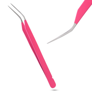Pince à épiler professionnelle pour extensions de cils, pointe en fibre, en forme de L, outil d'application pour isolation et volume - Product Image 1