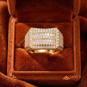 Moissanite <b>Ring</b> <b>Men</b> Hip Hop Gold Plated 925 Sterling Silver Baguette Cluster <b>Ring</b> Luxury Fashion Jewelry Gift - Product Image 4