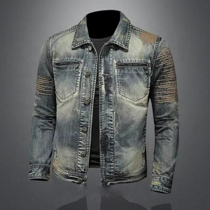 New Stylish Men Full Sleeve Washed Jeans Button Up Vintage Street Wear Slim Fit Custom <b>Top</b> Quality Luxury Denim Jacket For Men - Product Image 5