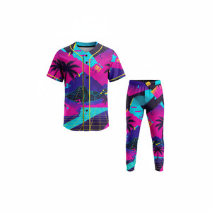 Men's Baseball Uniform Set Maroon Yellow Sublimated Print Full Sleeve Jersey Pants Moisture Wicking Regular Fit Geometric Print - Product Image 4
