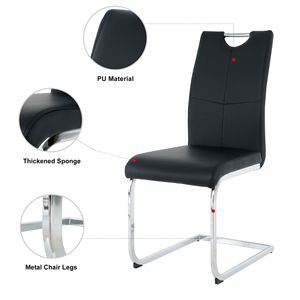 Sedie da Pranzo Moderne in Ecopelle con Gambe in Metallo Cromato, Sedia Imbottita per Soggiorno con Seduta Imbottita per Comfort e Stile - Product Image 4