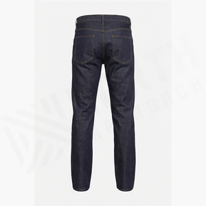 Jean en denim coupe droite délavé foncé pour homme, coupe slim, en coton, style décontracté, pantalon d'automne - Product Image 2