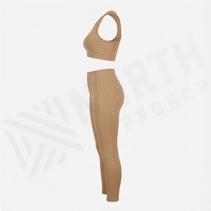 ชุดโยคะสำหรับผู้หญิงไซส์ใหญ่ เอวยางยืด ระบายอากาศได้ดี น้ำหนักเบา สองชิ้น ลายเรียบ สวมใส่สบาย - Product Image 3