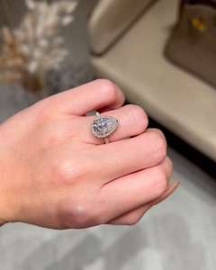 3.5 Carat Pear Cut Diamond <b>Solitaire</b> Engagement <b>Ring</b> for Women | IGI Certified Gold Wedding <b>Ring</b> | Luxury Bridal for Anniversary - Product Image 1