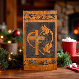 Handcrafted Ocean Wave Resin & Natural Wood Cremation Urn Blue Epoxy Ashes Box Artistic Funeral <b>Memorial</b> <b>Keepsake</b> by AYAANS - Product Image 3