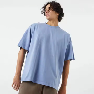 T-shirt surdimensionné professionnel pour hommes en coton, vêtements de fitness avec impression de logo personnalisé, design uni, qualité de gros - Product Image 3