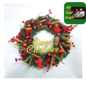 Guirnalda Navideña Blanca Ecológica de Ratán Natural, Hecha a Mano en Vietnam con Piñas, Decoración Festiva para Pared, Puerta, Chimenea, Repisa, Eventos - Product Image 4
