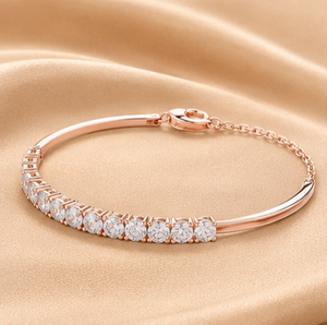Elegant Round Cut Diamond Tennis <b>Bracelet</b> <b>Adjustable</b> Bangle Yellow White Rose <b>Gold</b> Luxury Bridal Jewelry for Women Gift - Product Image 2