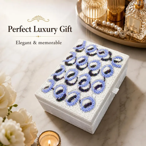 Hand-Beaded <b>Blue</b> Circle Jewelry <b>Box</b> Smart Compartments Luxury Artisan <b>Storage</b> Modern Home Decor Customizable Size Capacity - Product Image 5