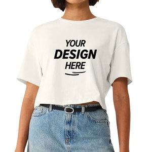 Women's <b>White</b> <b>Crop</b> <b>Top</b> Short Sleeve Crew Neck T-Shirt 100% Cotton Jersey Loose Fit Casual Letter Print Summer Wear - Product Image 1