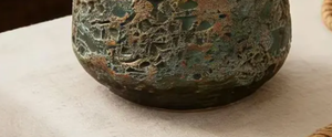 Pot de rangement en céramique artisanal premium, fait main, effet vieilli, avec couvercle, finition patine antique, fournisseur et exportateur en gros - Product Image 3