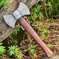 Hache à double tête en acier de Damas, style traditionnel, outil fait main, idéal pour le camping, la survie et les travaux utilitaires