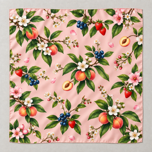 Écharpe carrée personnalisée imprimée fruits et légumes, douce et légère, foulard pour femme, impression numérique, fabricant OEM ODM - Product Image 1