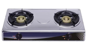 Cuisinière à gaz double brûleur en acier inoxydable, allumage piézoélectrique, chauffage rapide, économe en énergie, sûre, pour usage domestique et hôtelier - Product Image 2
