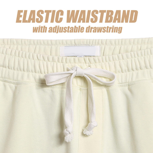 Shorts en toile 100 % coton à taille élastique, marque blanche, en gros, avec logo personnalisé, sans étiquette, en molleton bouclette, pour fournisseurs de lignes de vêtements - Product Image 3