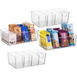 Contenitori Organizzatori per Frigorifero con Divisori Rimovibili, Set da 4 per Organizzazione e Conservazione in Cucina - Product Image 1