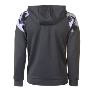 Sweat-shirt à capuche zippé pour homme, personnalisé, gris anthracite à rayures, en molleton gris chiné, style décontracté, avec rayures horizontales tendance - Product Image 3