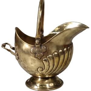 Scuttle de charbon en acier gaufré or portable avec poignée accessoires de foyer pour ensembles et accessoires de cheminée d'articles divers ménagers - Product Image 1