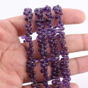 Perles en améthyste africaine facettées en forme de goutte, naturelles, 4x6mm, 8 pouces, en gros, pour la fabrication de bijoux, similaire aux produits de la Gem Store indienne - Product Image 1