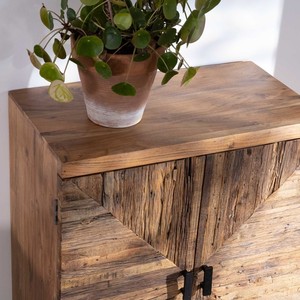 Mueble de almacenamiento Vandana Autumn Contour de madera de acacia en estilo étnico con patas de metal Geonidum - Product Image 3