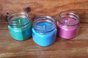 Frascos de vidrio redondos para velas con tapa, resistentes al calor, para decoración del hogar, juego de 6, diseño degradado colorido - Product Image 2