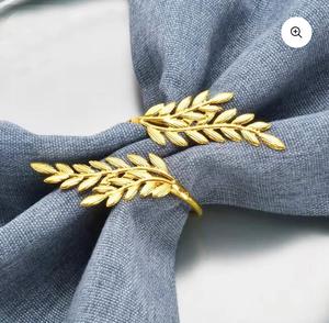 Anillo para Servilletas con Forma de Hoja Dorada, Diseño Clásico de Latón de 4.5cm, Decoración para Mesa de Boda - Product Image 6
