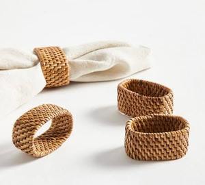 Boho Style Natural Rattan Wicker Napkin Rings Bulk Set Elegant <b>Table</b> Decoration Accessories for Wedding Reception Dinner <b>Party</b> - Product Image 2